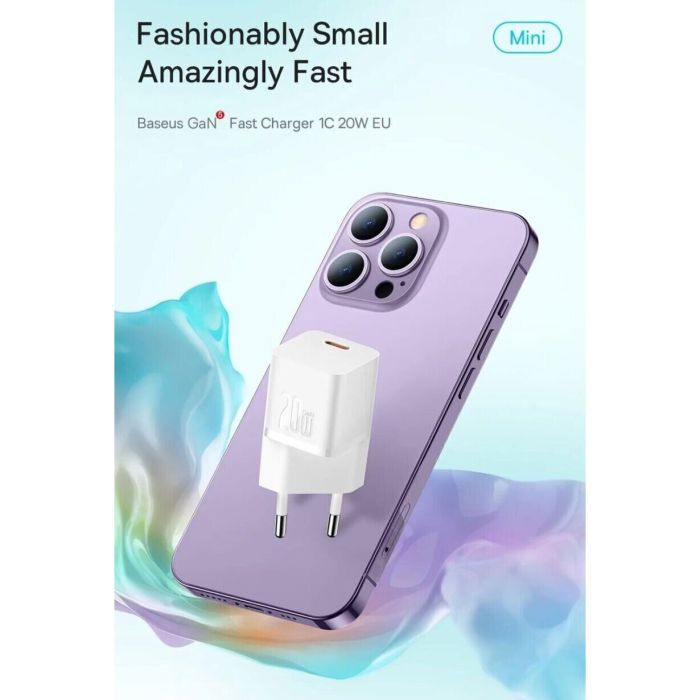 Зарядний пристрій Baseus GaN5 Fast Charger USB-C 20W white (CCGN050102) зображення 8