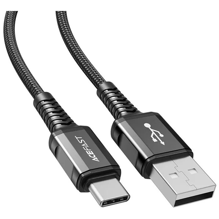 Дата кабель USB 2.0 AM to USB-C 1.2m 3A nylon C1-04 black Acefast (6974316280545)