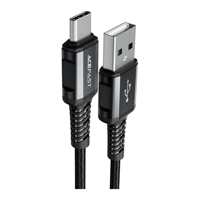 Дата кабель USB 2.0 AM to USB-C 1.2m 3A nylon C1-04 black Acefast (6974316280545) изображение 2