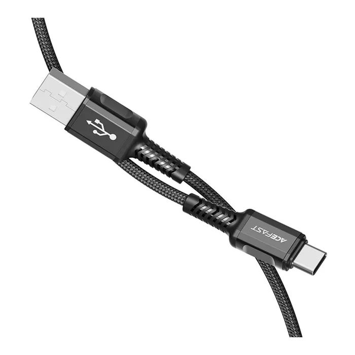 Дата кабель USB 2.0 AM to USB-C 1.2m 3A nylon C1-04 black Acefast (6974316280545) изображение 3