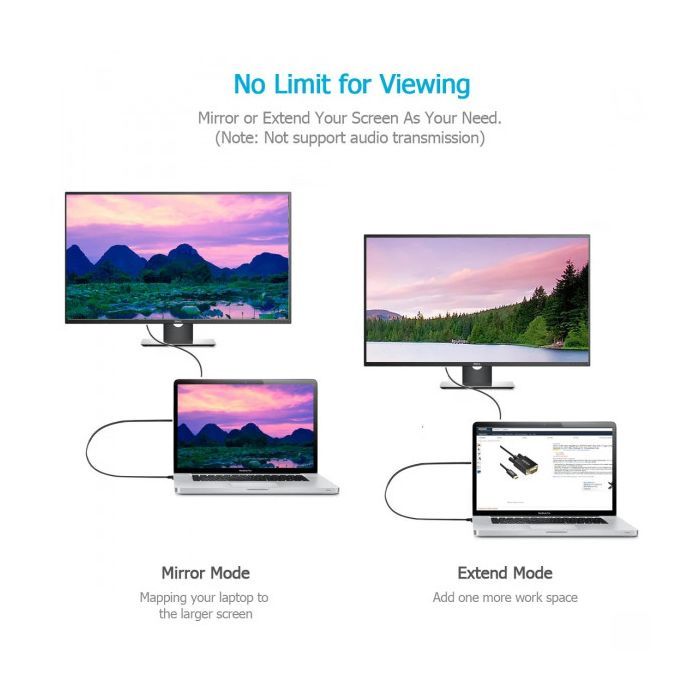 Кабель мультимедійний USB-C to VGA 1.8m FHD60Hz black Choetech (XCV-1801-BK) зображення 6