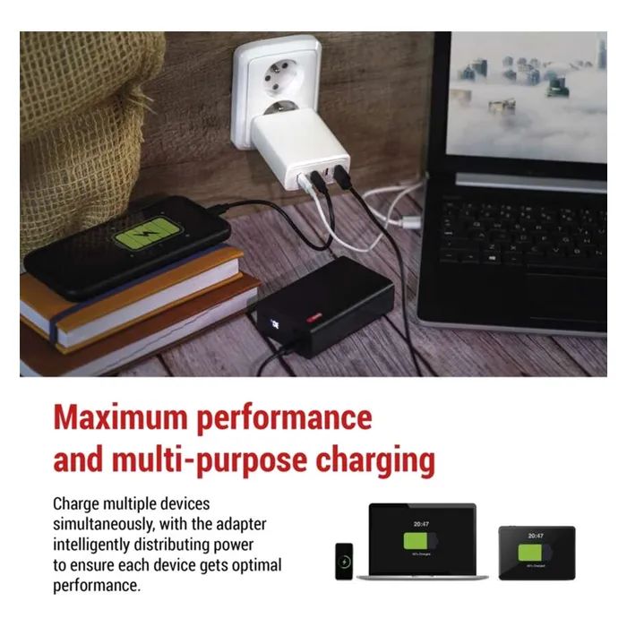 Зарядное устройство EMOS V06G120 1xUSB-A + 3xUSB-C PD120W GaN (V06G120) изображение 4