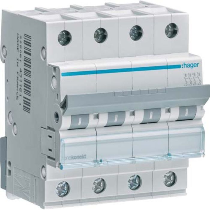 Автоматичний вимикач Hager 4-п. C 16A (6kA) 4M (B) (MCN416)