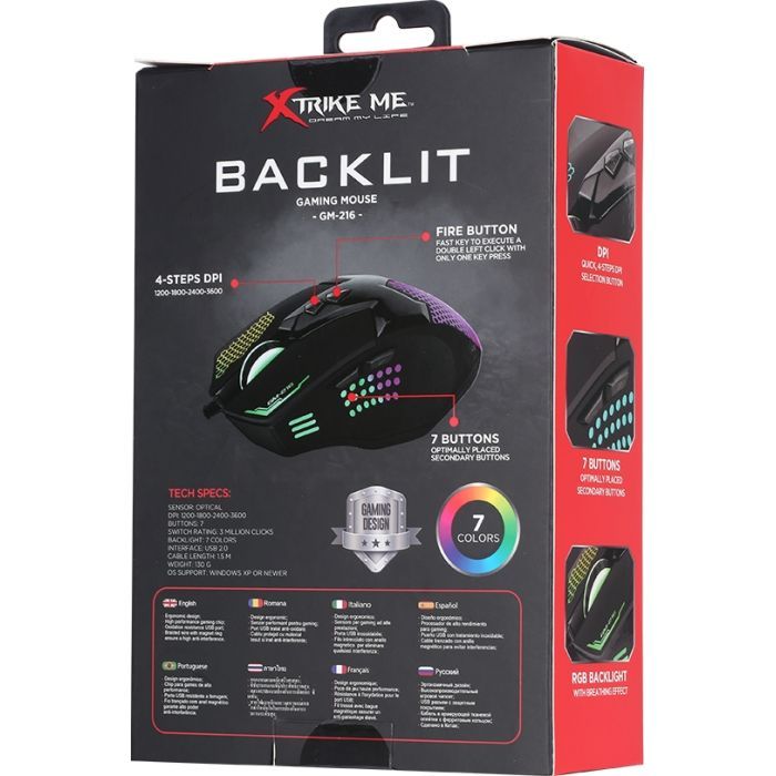 Мишка Xtrike ME GM-216 RGB USB Black (GM-216) зображення 5