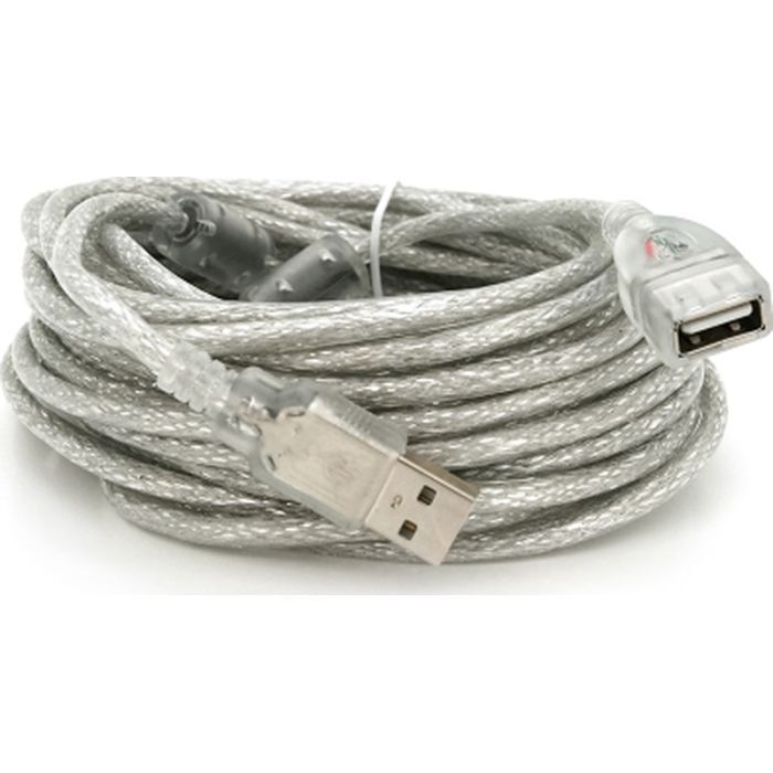 Дата кабель USB 2.0 AM/AF 1.8m ferrite transparent blue Voltronic (YT-AM/AF-1.8TBL)
