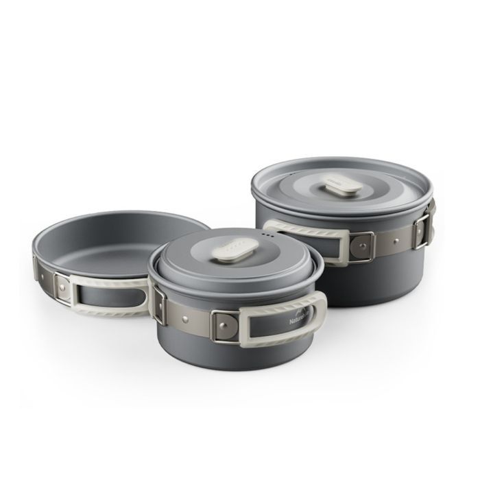 Набір туристичного посуду Naturehike CNK2450CF010, 2 каструлі 1л, 1.7л, сковорідка (6976507663335) зображення 3
