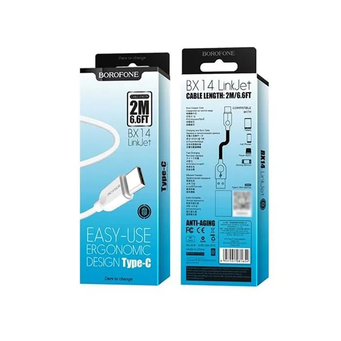 Дата кабель USB 2.0 AM to USB-C 2.0m 2.4A white BOROFONE (6957531090021) зображення 2