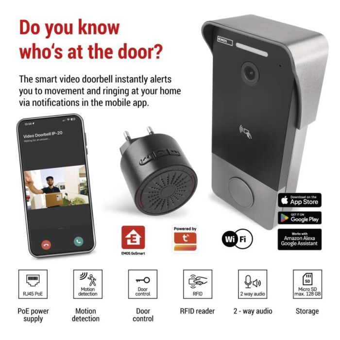 Дверний дзвінок EMOS H4033 IP-20PoE Wi-Fi (H4033) зображення 11