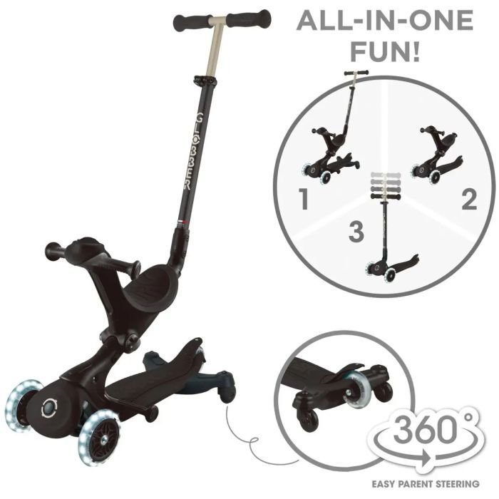 Самокат Globber Go Up Deluxe Lights 5 в 1 колеса з підсвіткою Чорний (646-720-2) зображення 9