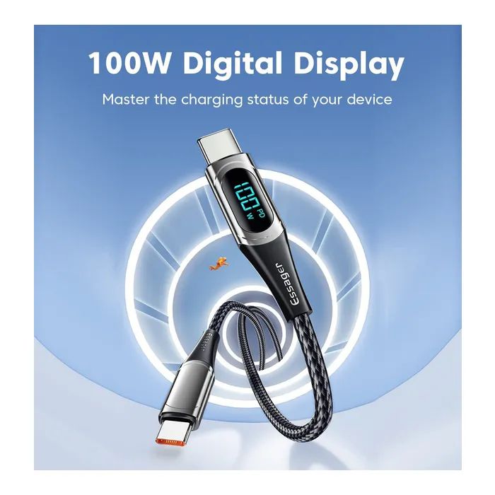 Дата кабель USB-C to USB-C 2.0m 100W Digital Display blue Essager (ES-XCTT1-YDA03) изображение 9