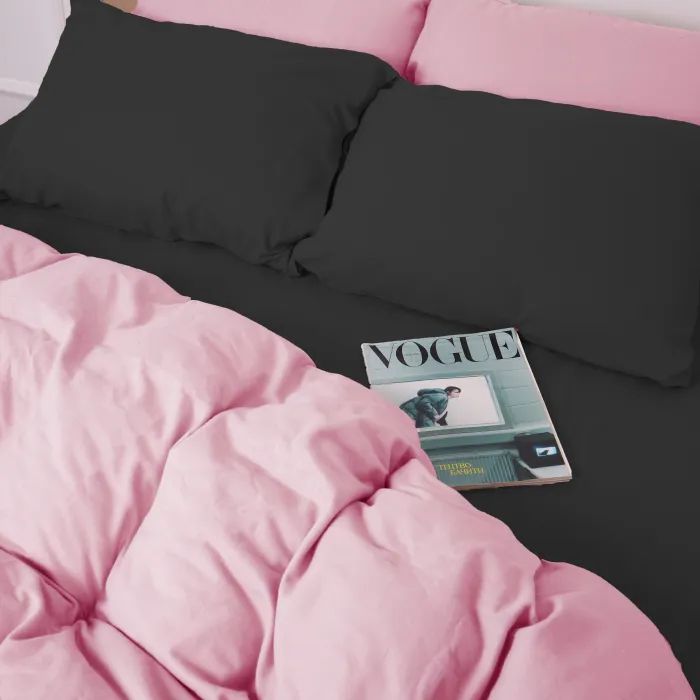 Постельное белье MirSon 002-008 Black/Pink Фланель 2x143x210 Семейный (2200009661877) изображение 4