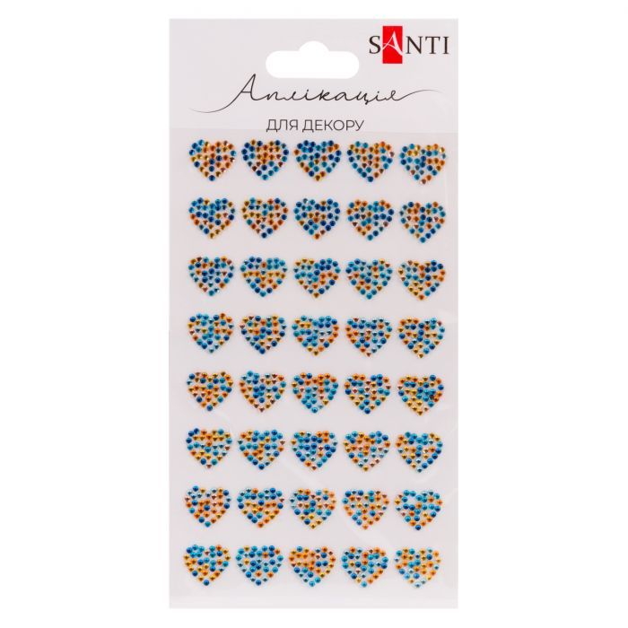 Набір для творчості Santi Серця синьо-жовті зі страз самоклеючих 9х15 см (743032)