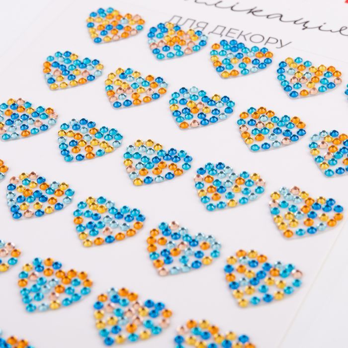 Набір для творчості Santi Серця синьо-жовті зі страз самоклеючих 9х15 см (743032) зображення 2