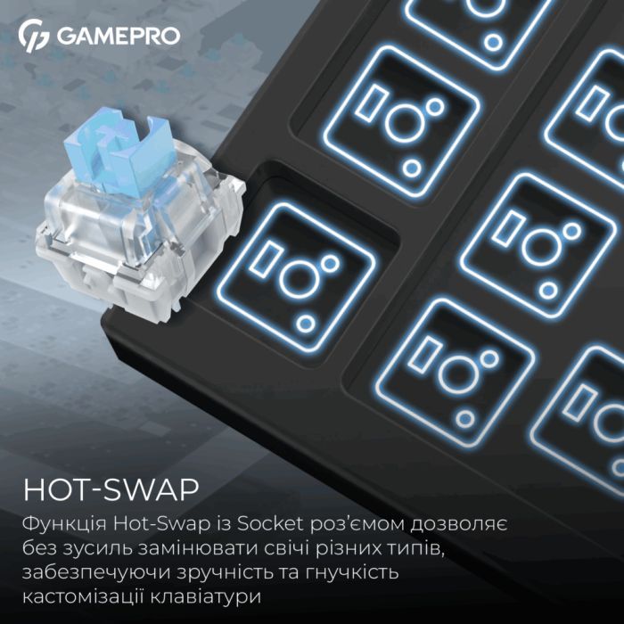 Клавиатура GamePro Asgard Valhalla Pro Rainy Switch Bluetooth/2.4G/USB USB White with display (MK160W-D-Pro) изображение 10