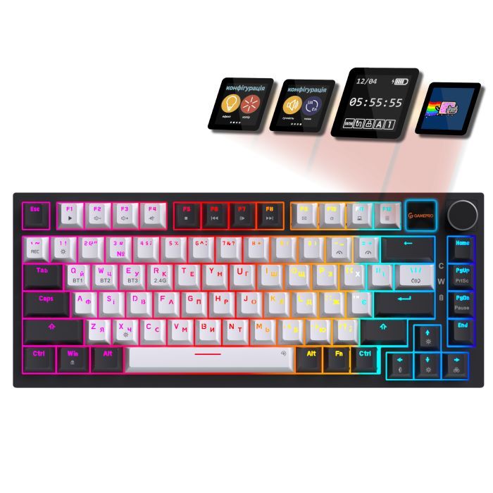 Клавиатура GamePro Asgard Valhalla Pro Rainy Switch Bluetooth/2.4G/USB USB White with display (MK160W-D-Pro) изображение 2