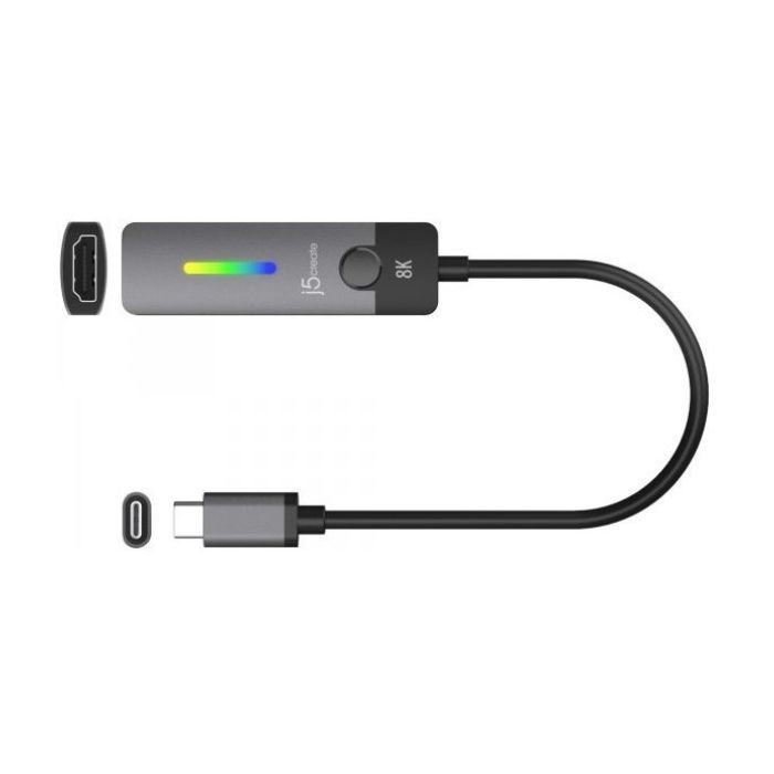 Перехідник USB-C M to HDMI F 8K 60Hz LED RGB J5create (JCA157-N) зображення 2