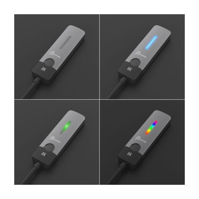 Перехідник USB-C M to HDMI F 8K 60Hz LED RGB J5create (JCA157-N) зображення 5
