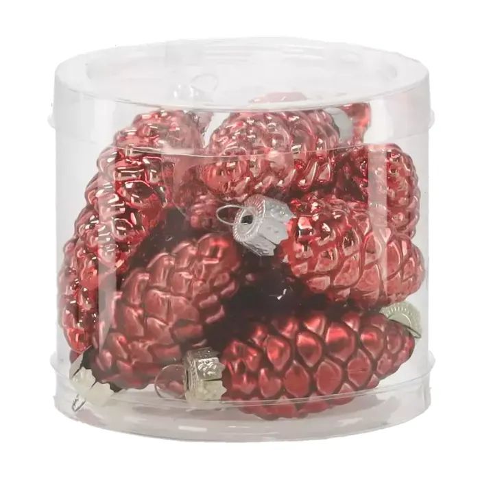 Ялинкова іграшка Chomik скляні прикраси Шишки 16 шт, 3х6 см, червоні (5900779882119_3)