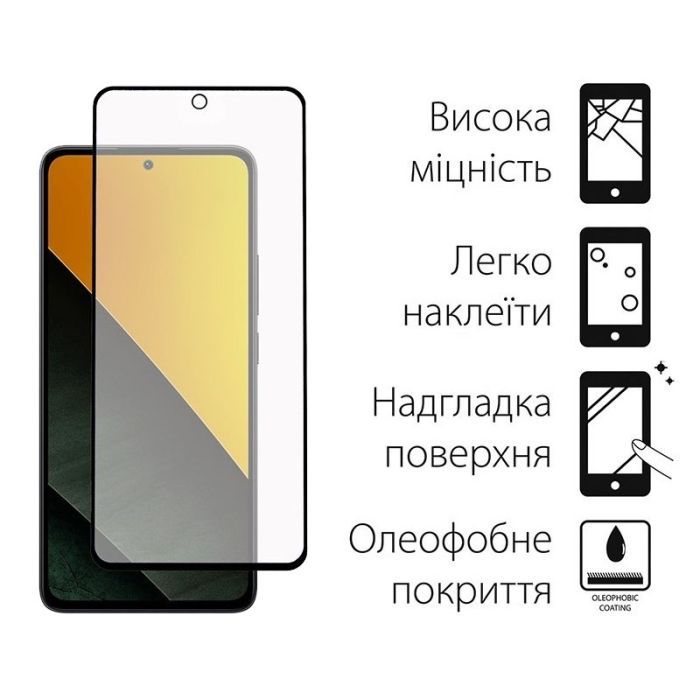 Скло захисне Dengos Full Glue Poco M7 Pro 5G Black (TGFG-423) зображення 2