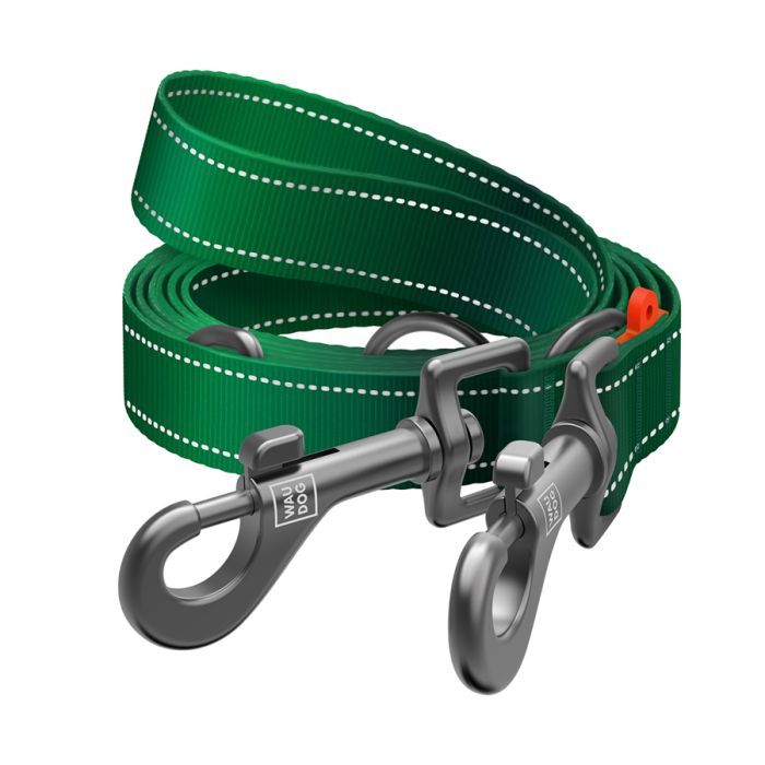 Поводок для собак WAUDOG Nylon Mono светоотражающий М черный (46481)