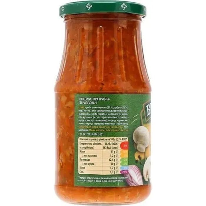 Овочева консервація Верес Ікра грибна 500 г (4823105400584) зображення 3