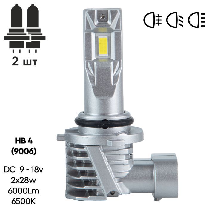 Автолампа PULSO LED-chips 7535/9-18v/2x28w/6000Lm/6500K (M6-HB4) изображение 2