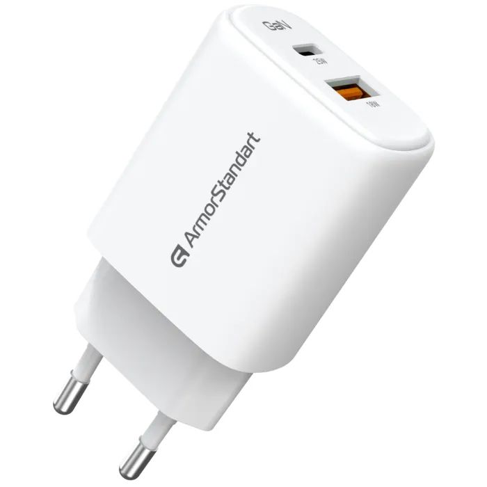Зарядное устройство Armorstandart 1xUSB-C + 1xUSB 25W GaN white (ARM89532) изображение 4
