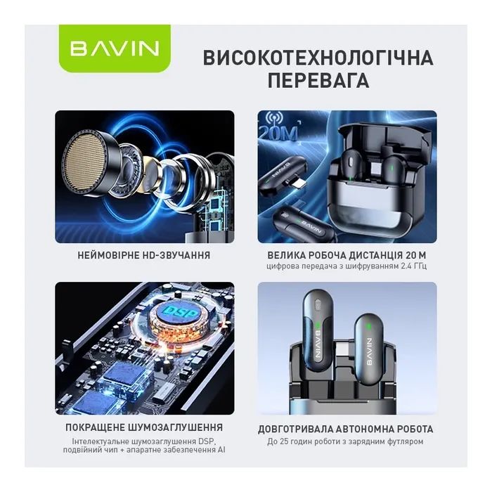 Микрофон BAVIN MP-100 Type-C Black (H-MP-100 BK) изображение 12