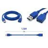 Дата кабель USB 3.0 AM/AF 1.5m blue XoKo (XK-AMAF-USB30-15-BL) зображення 2