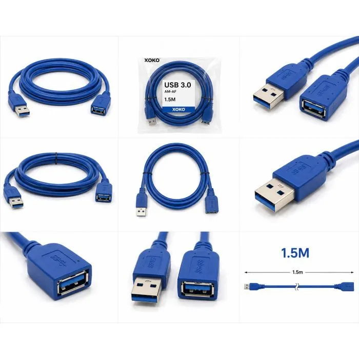 Дата кабель USB 3.0 AM/AF 1.5m blue XoKo (XK-AMAF-USB30-15-BL) зображення 3