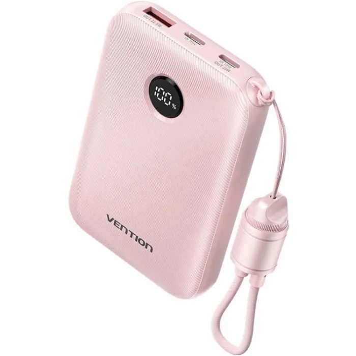 Батарея универсальная Vention 10000mAh, 22.5W, PD, QC, Pink (FKAP0-C)
