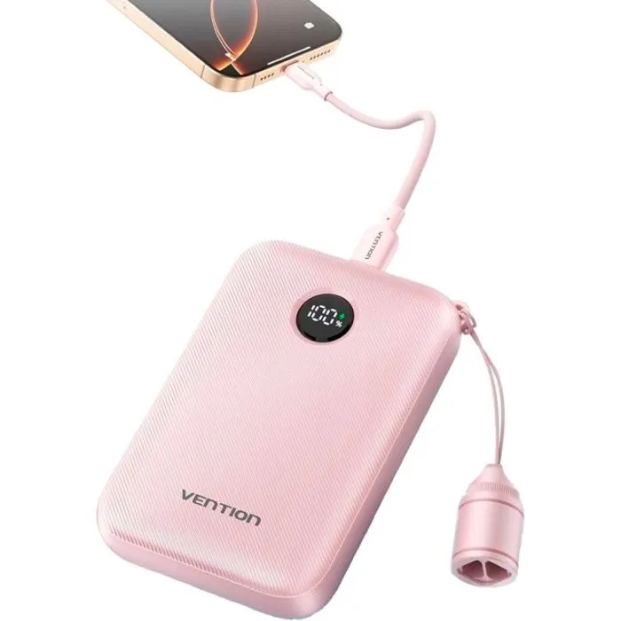 Батарея универсальная Vention 10000mAh, 22.5W, PD, QC, Pink (FKAP0-C) изображение 4