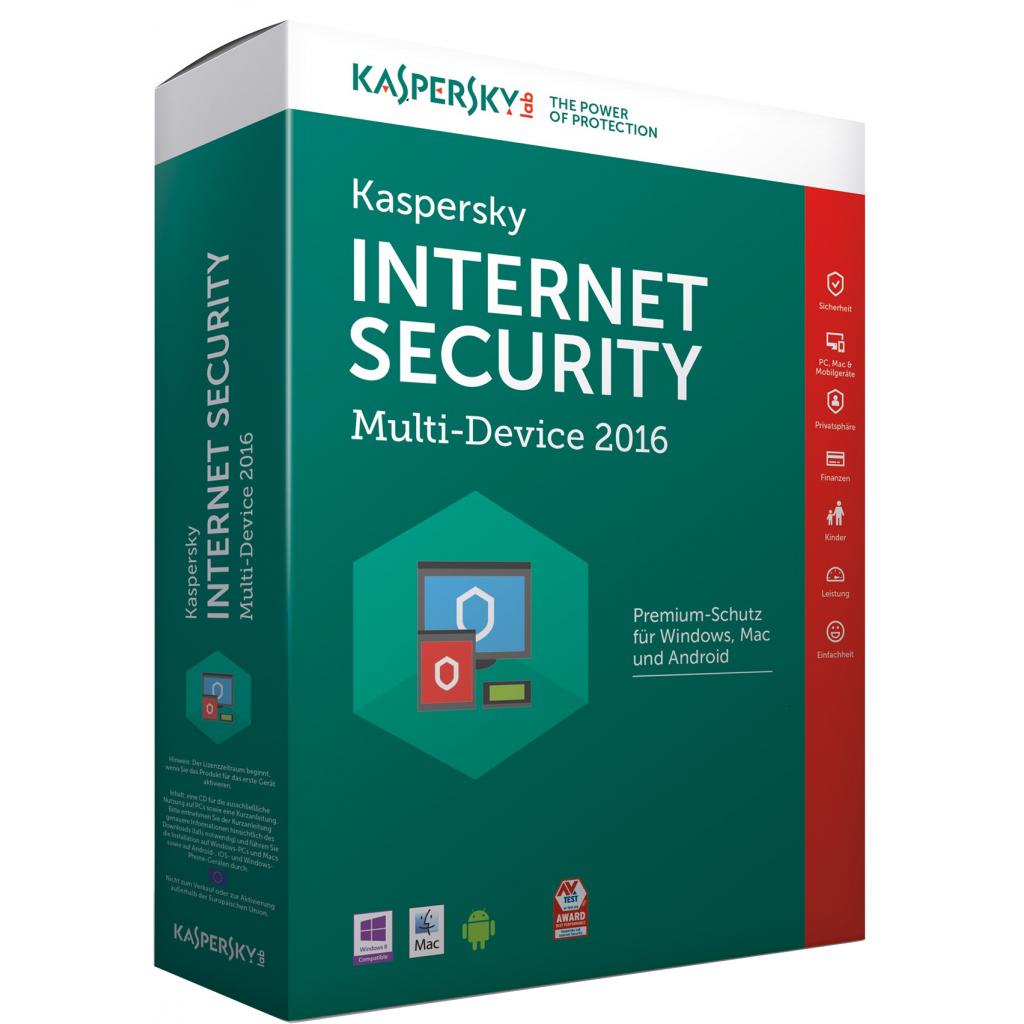 Программная продукция Kaspersky Internet Security 2016 Multi-Device 1+1 ПК 1 рік Base Box (KL1941OBAFS16)