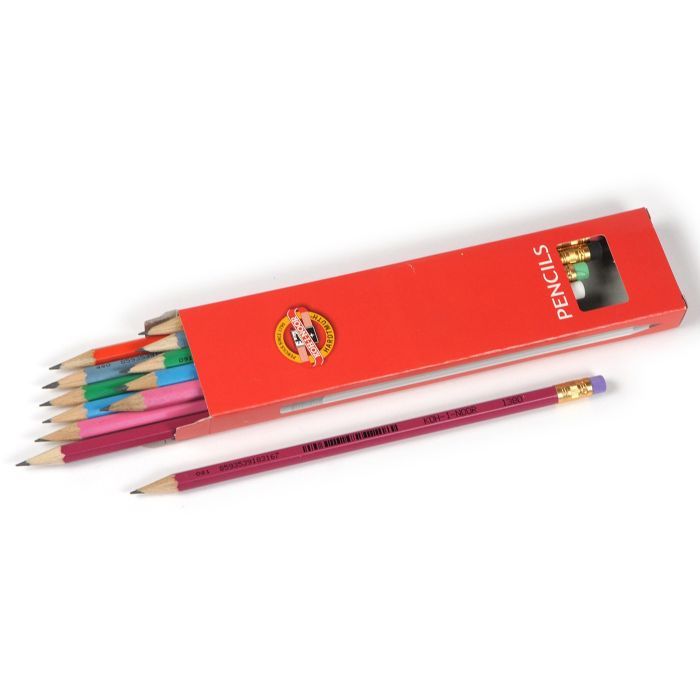 Карандаш графитный Koh-i-Noor 1380 mix ASTRA, НВ, with eraser, (1380002017KS) изображение 2