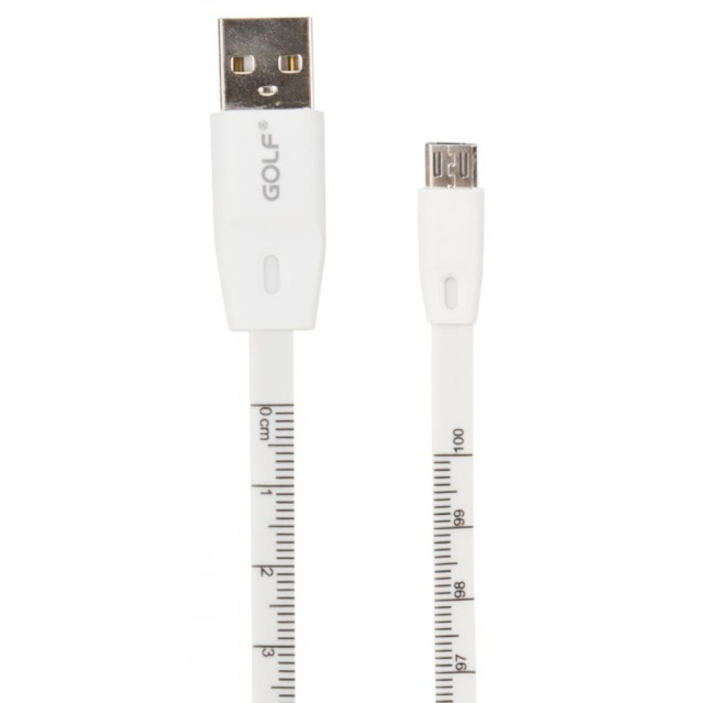 Дата кабель USB 2.0 AM to Micro 5P 1.0m Flat-Ruler White Golf (49932 / GC-16m)