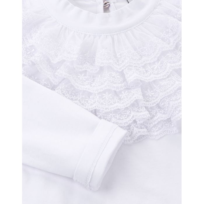 Кофта дитяча Breeze з мереживним коміром (9269-140G-white) зображення 4
