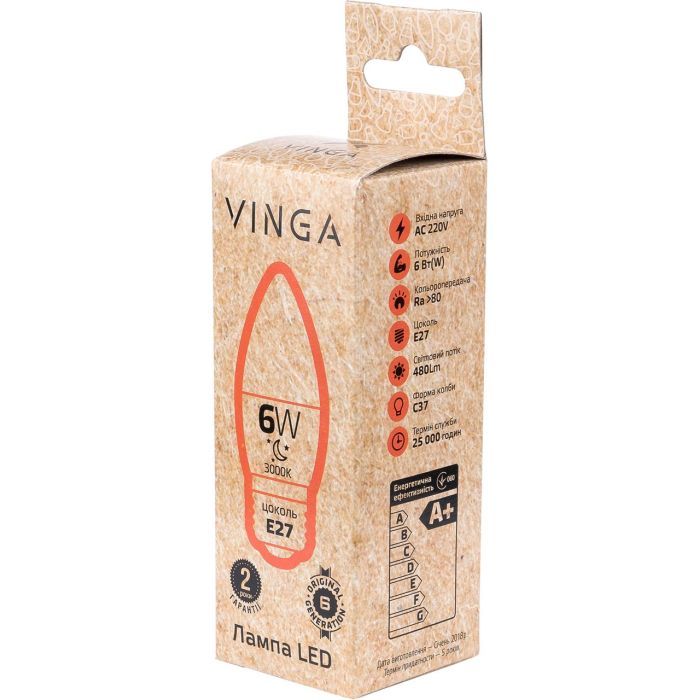 Лампочка Vinga VL-C37E27-63L изображение 4