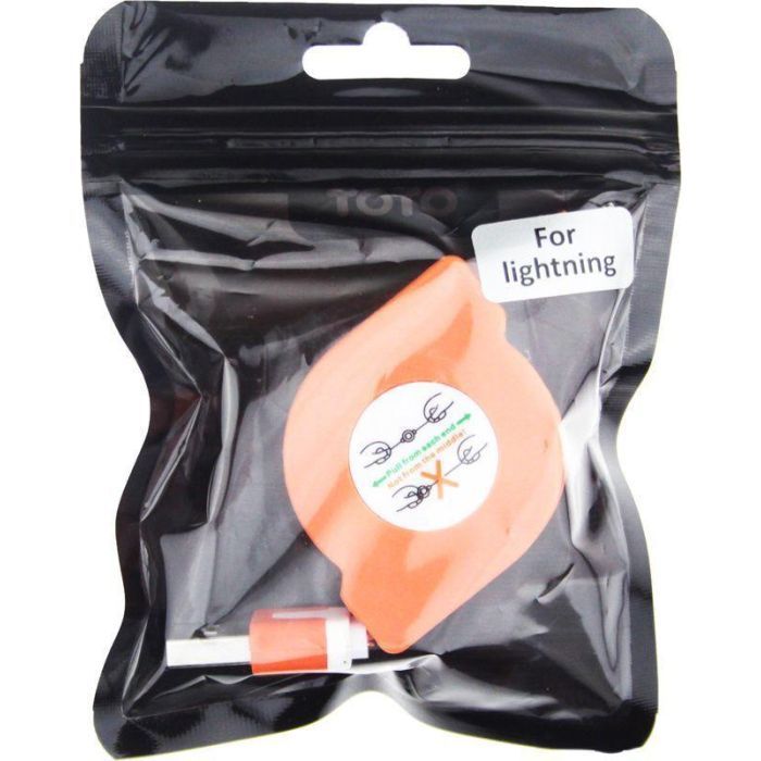 Дата кабель USB 2.0 AM to Lightning 1.0m TKX-67 Flat Orange Toto (F_57482) изображение 2