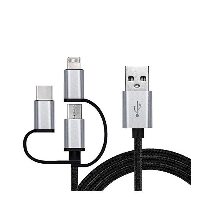 Дата кабель USB 2.0 AM to 3in1 1.0m Premium black REAL-EL (EL123500035)