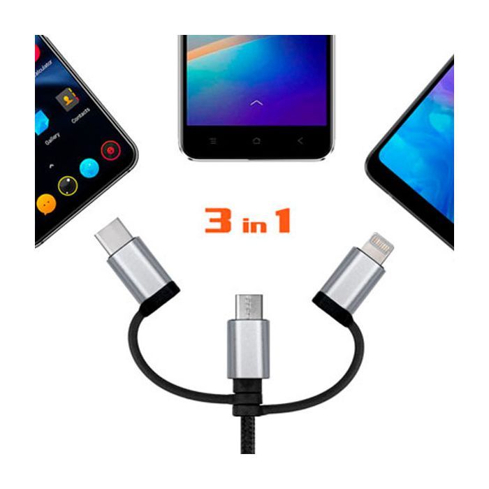 Дата кабель USB 2.0 AM to 3in1 1.0m Premium black REAL-EL (EL123500035) изображение 4