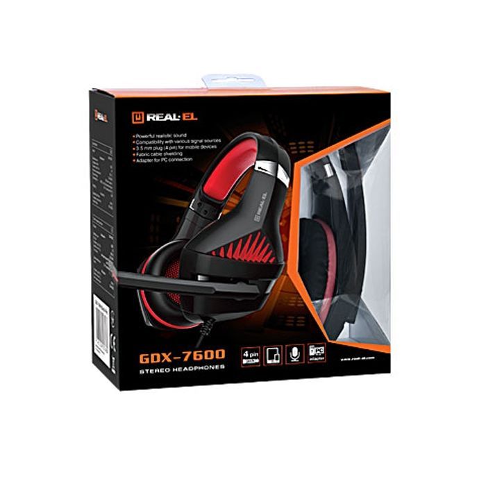 Навушники REAL-EL GDX-7600 Black/Red (EL124100028) зображення 8