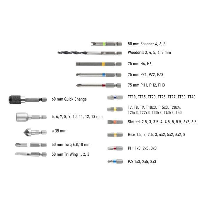 Шуруповерт Graphite Energy + SET, 18В, 2х2.0 Ач, 109ед. кейс (58G022-PS15) зображення 9