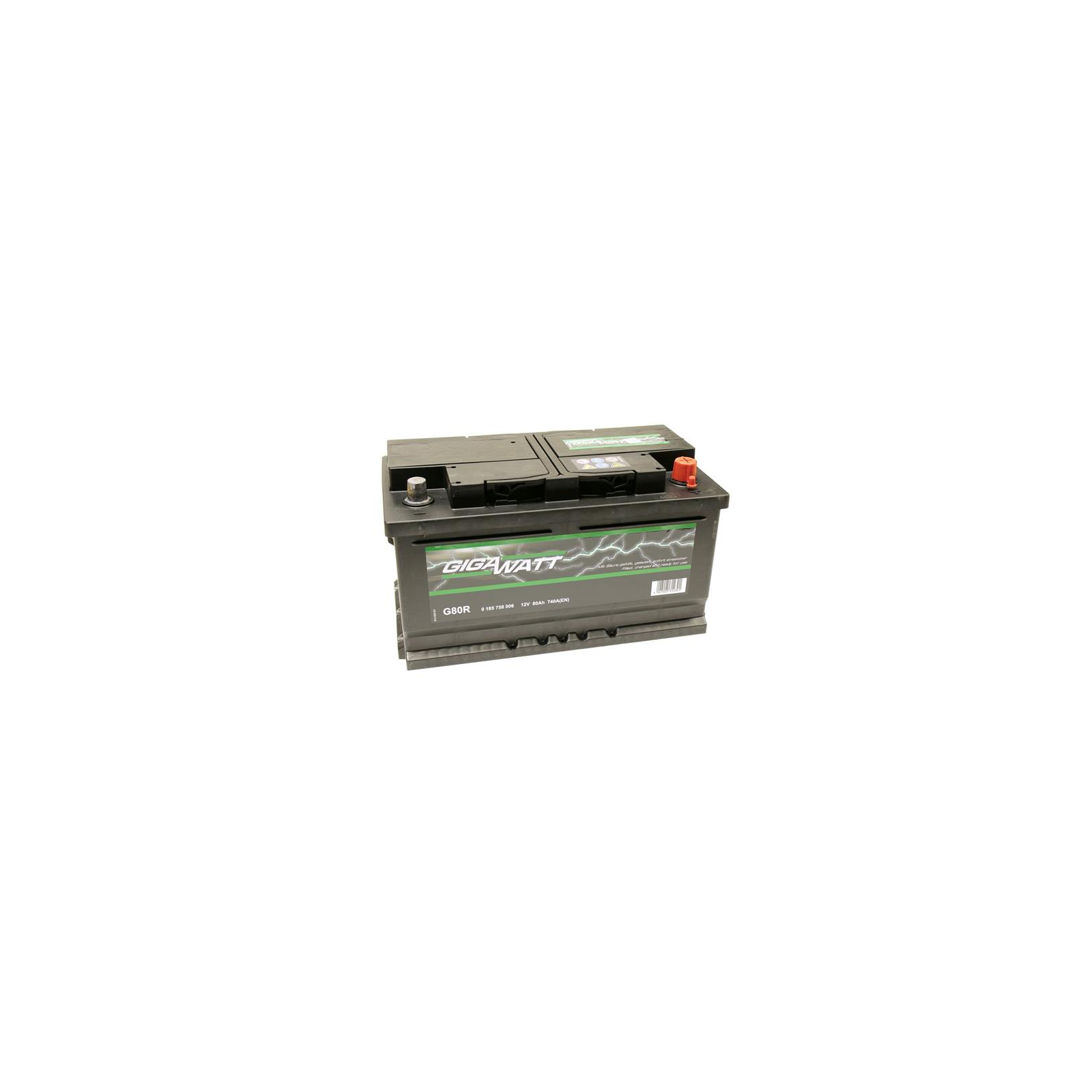 Аккумулятор автомобильный GigaWatt 80А (0185758006) изображение 3