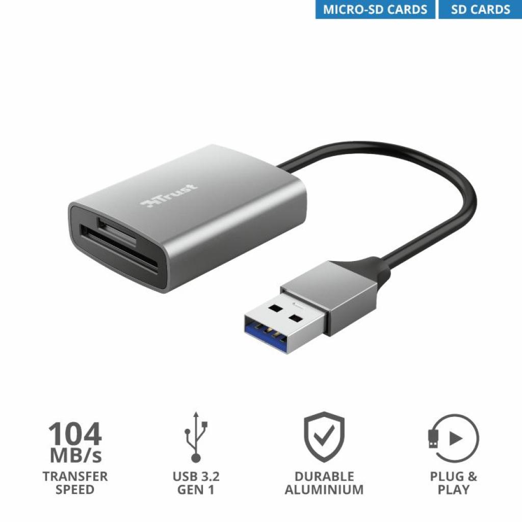 Зчитувач флеш-карт Trust DALYX FAST USB 3.2 ALUMINIUM (24135_TRUST) зображення 9