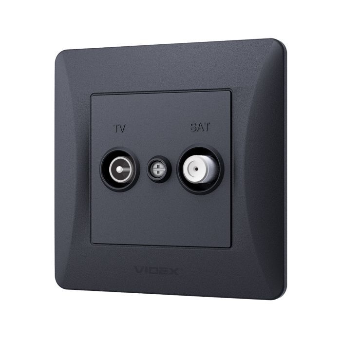 ТВ розетка Videx BINERA TV+SAT конечная черный графит (VF-BNSK2TVSATE-BG)