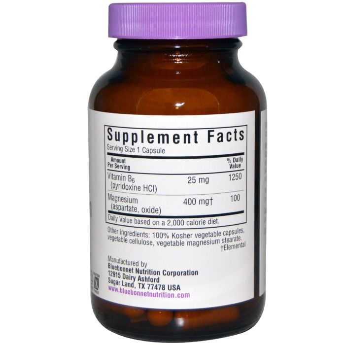 Мінерали Bluebonnet Nutrition Магній + Вітамін В6, 90 гелевих капсул (BLB-00735) зображення 2