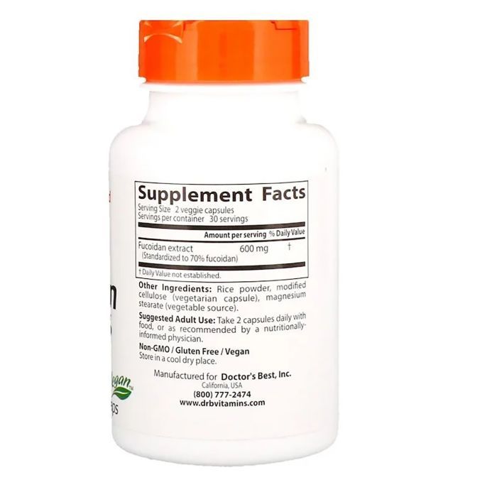 Травы Doctor's Best Фукоидан 70%,  60 вегетарианских капсул (DRB-00165) изображение 2