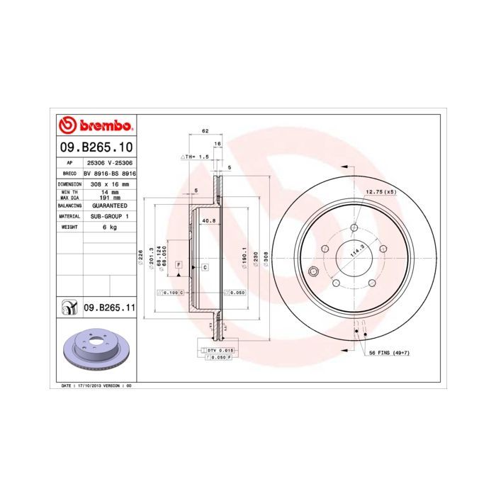 Гальмівний диск Brembo 09.B265.11