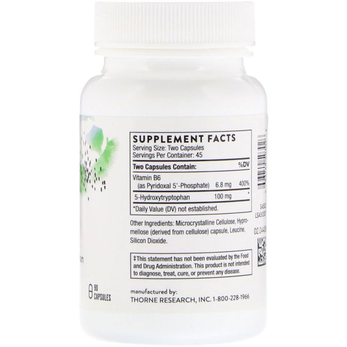 Аминокислота Thorne Research 5-HTP (5-Гидрокситриптофан, 5-Hydroxytryptophan) 100 мг, 90 (THR-50302) изображение 2
