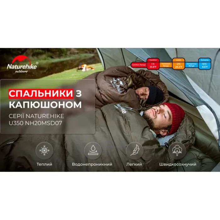 Спальный мешок Naturehike U350 NH20MSD07 Hollow Cotton Left Brown (6927595767221-L) изображение 11